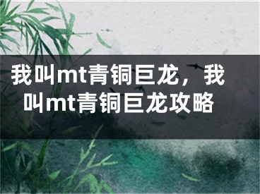 我叫mt青铜巨龙，我叫mt青铜巨龙攻略