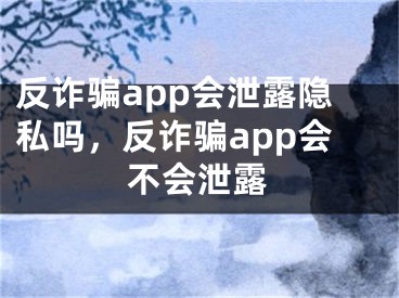 反诈骗app会泄露隐私吗，反诈骗app会不会泄露