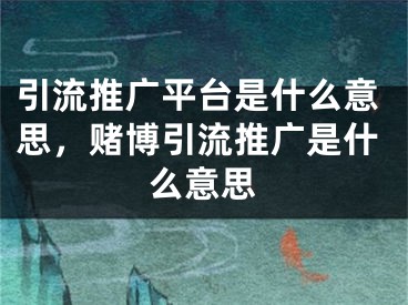 引流推广平台是什么意思，赌博引流推广是什么意思