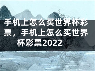 手机上怎么买世界杯彩票，手机上怎么买世界杯彩票2022