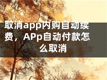 取消app内购自动续费，APp自动付款怎么取消