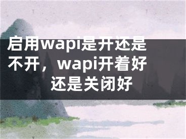 启用wapi是开还是不开，wapi开着好还是关闭好