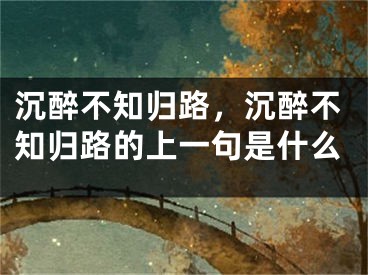 沉醉不知归路，沉醉不知归路的上一句是什么