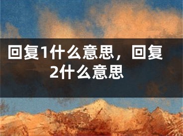 回复1什么意思，回复2什么意思