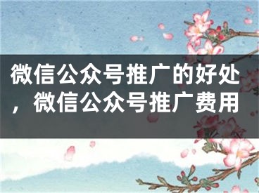 微信公众号推广的好处，微信公众号推广费用