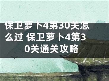 保卫萝卜4第30关怎么过 保卫萝卜4第30关通关攻略