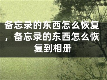 备忘录的东西怎么恢复，备忘录的东西怎么恢复到相册