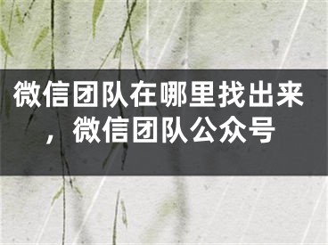 微信团队在哪里找出来，微信团队公众号