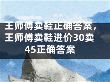 王师傅卖鞋正确答案，王师傅卖鞋进价30卖45正确答案