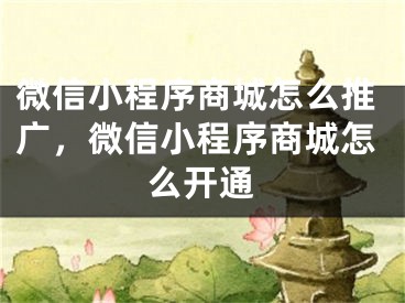 微信小程序商城怎么推广，微信小程序商城怎么开通