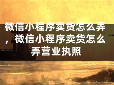 微信小程序卖货怎么弄，微信小程序卖货怎么弄营业执照