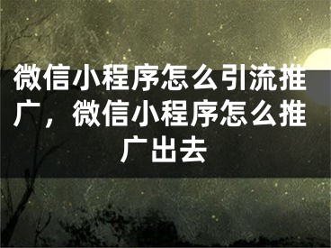 微信小程序怎么引流推广，微信小程序怎么推广出去