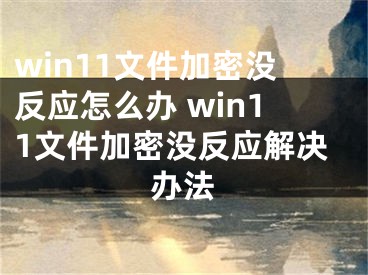 win11文件加密没反应怎么办 win11文件加密没反应解决办法