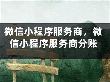 微信小程序服务商，微信小程序服务商分账