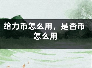 给力币怎么用，是否币怎么用