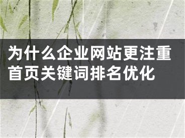 为什么企业网站更注重首页关键词排名优化 