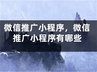 微信推广小程序，微信推广小程序有哪些