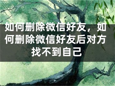 如何删除微信好友，如何删除微信好友后对方找不到自己