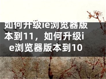 如何升级ie浏览器版本到11，如何升级ie浏览器版本到10