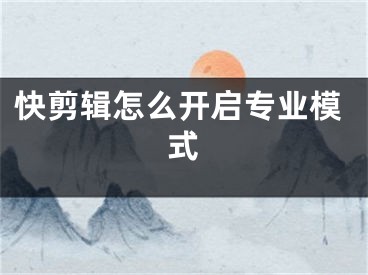 快剪辑怎么开启专业模式