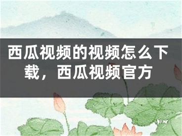 西瓜视频的视频怎么下载，西瓜视频官方