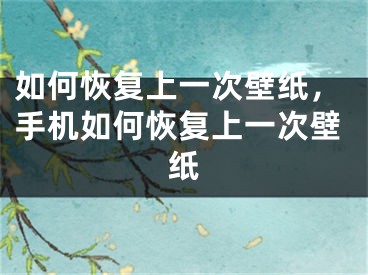 如何恢复上一次壁纸，手机如何恢复上一次壁纸 