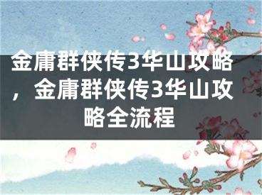 金庸群侠传3华山攻略，金庸群侠传3华山攻略全流程