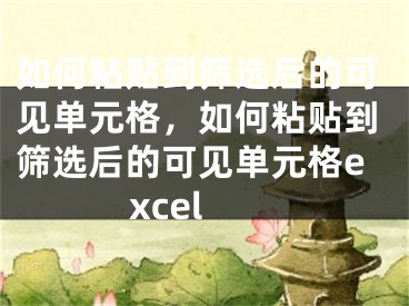 如何粘贴到筛选后的可见单元格，如何粘贴到筛选后的可见单元格excel