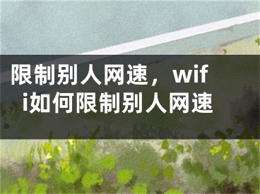 限制别人网速，wifi如何限制别人网速