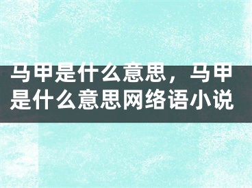 马甲是什么意思，马甲是什么意思网络语小说