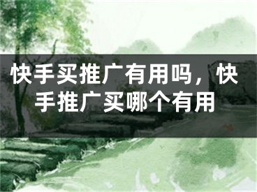快手买推广有用吗，快手推广买哪个有用