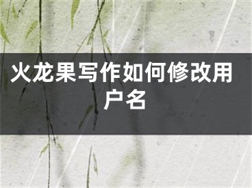 火龙果写作如何修改用户名