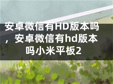 安卓微信有HD版本吗，安卓微信有hd版本吗小米平板2