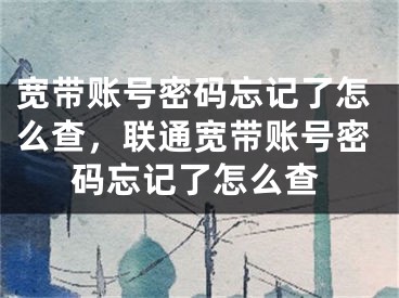 宽带账号密码忘记了怎么查，联通宽带账号密码忘记了怎么查