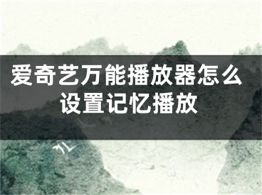 爱奇艺万能播放器怎么设置记忆播放