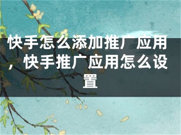 快手怎么添加推广应用，快手推广应用怎么设置