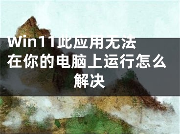 Win11此应用无法在你的电脑上运行怎么解决