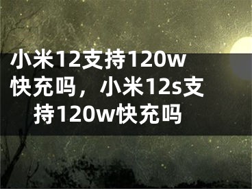 小米12支持120w快充吗，小米12s支持120w快充吗