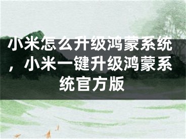 小米怎么升级鸿蒙系统，小米一键升级鸿蒙系统官方版