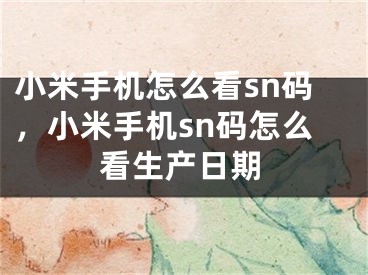 小米手机怎么看sn码，小米手机sn码怎么看生产日期