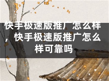 快手极速版推广怎么样，快手极速版推广怎么样可靠吗