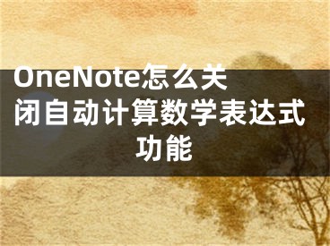 OneNote怎么关闭自动计算数学表达式功能