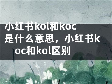 小红书kol和koc是什么意思，小红书koc和kol区别