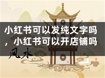 小红书可以发纯文字吗，小红书可以开店铺吗