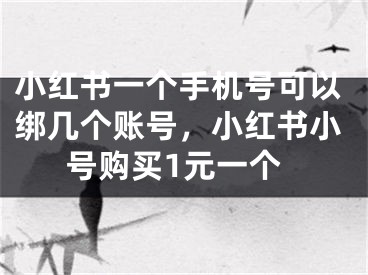 小红书一个手机号可以绑几个账号，小红书小号购买1元一个