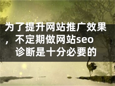 为了提升网站推广效果，不定期做网站seo诊断是十分必要的 