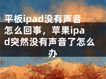 平板ipad没有声音怎么回事，苹果ipad突然没有声音了怎么办