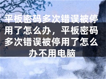 平板密码多次错误被停用了怎么办，平板密码多次错误被停用了怎么办不用电脑