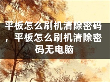 平板怎么刷机清除密码，平板怎么刷机清除密码无电脑