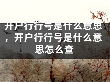 开户行行号是什么意思，开户行行号是什么意思怎么查